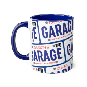 Garage Ceramic Logo Pattern Mug (11oz), Nautical Blue